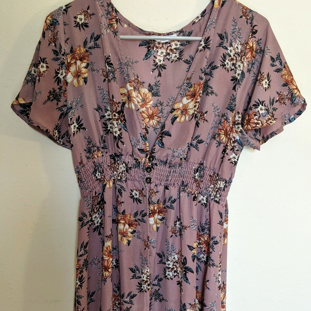 Short sleeve button flower blouse